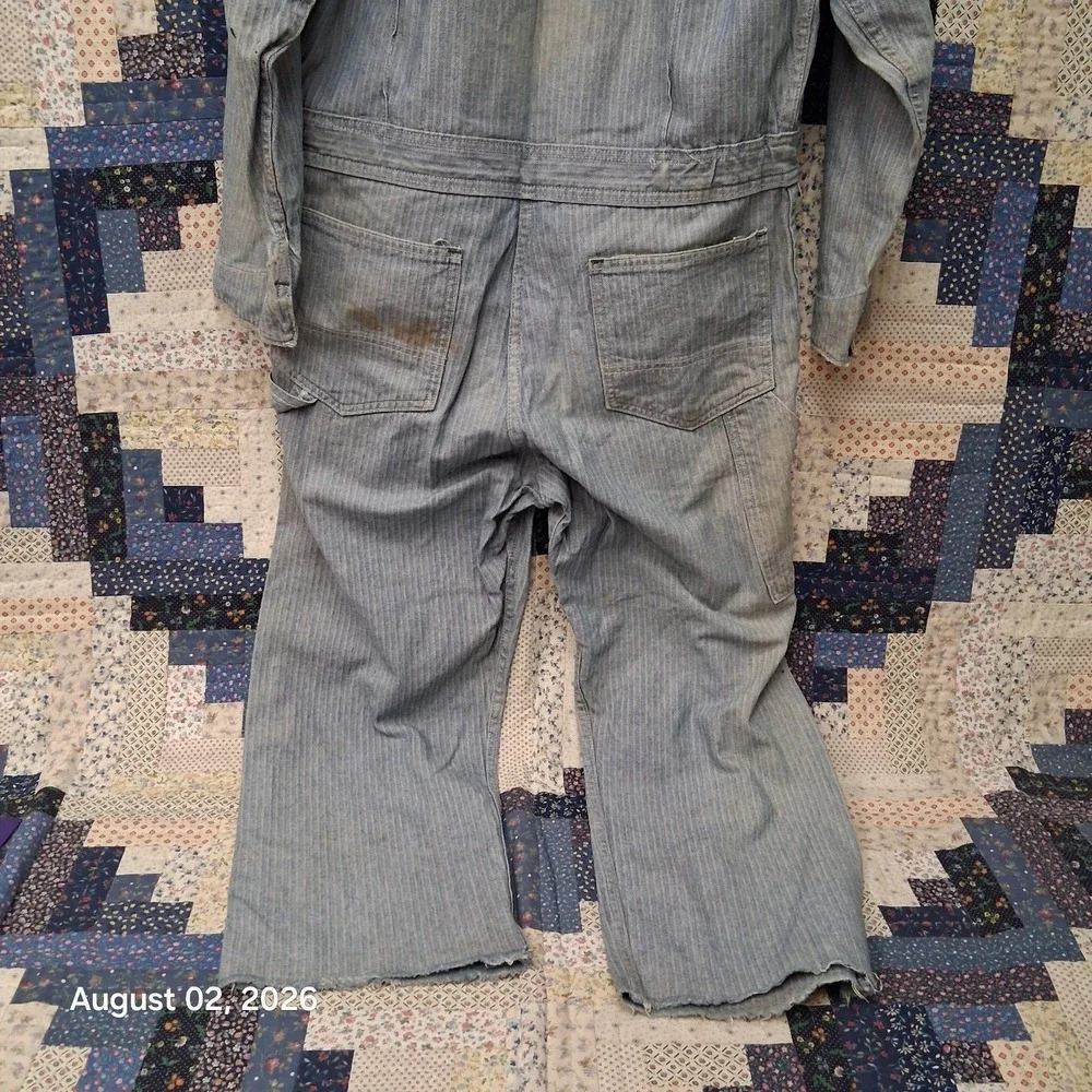 True Vintage Key Imperial Mens Herringbone Coveralls Size 40 Short Talon 60s